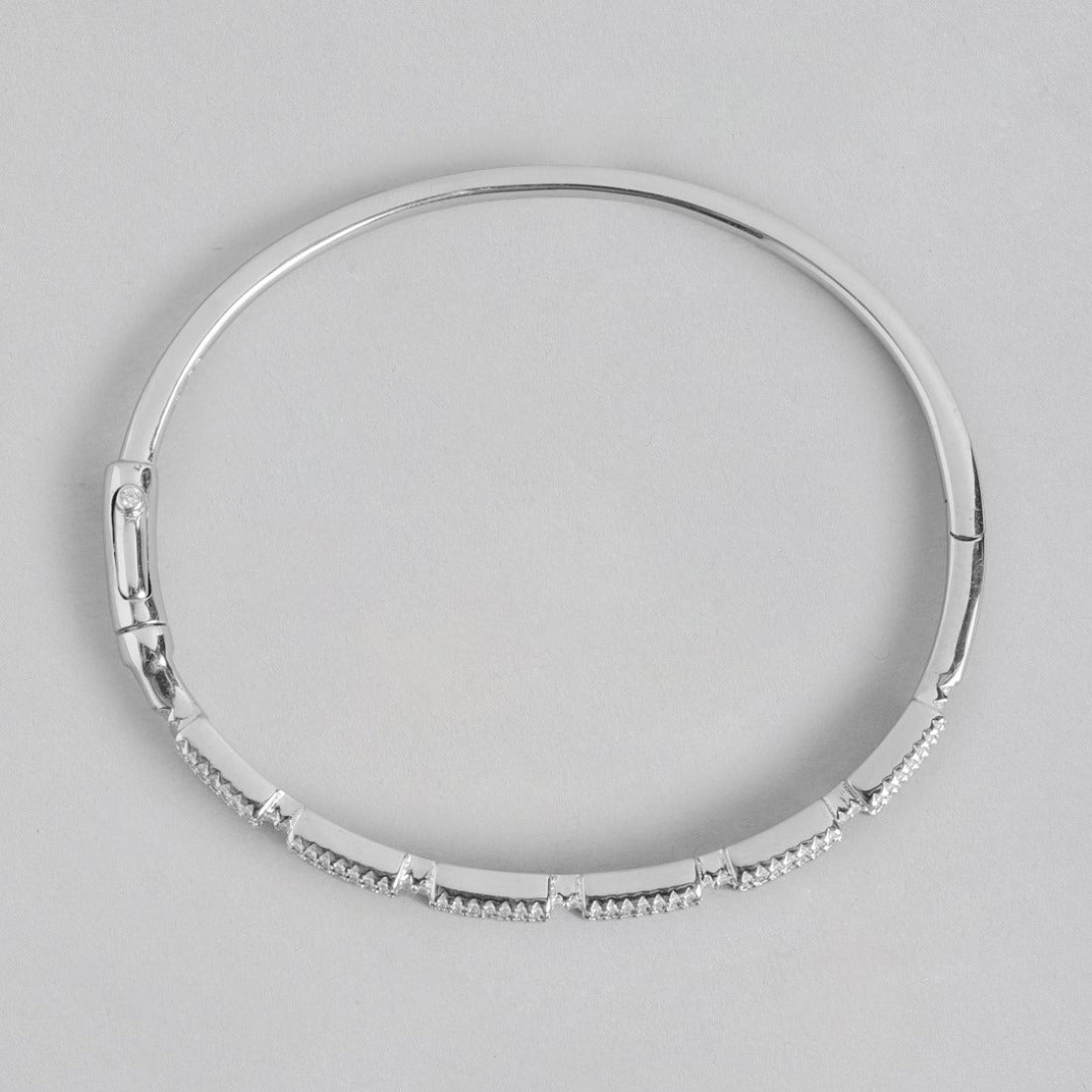 Eternal Glamour CZ Brilliance Rhodium-Plated 925 Sterling Silver Kada Bracelet