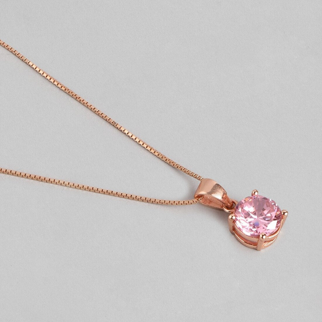 Rose Gold Elegance 925 Sterling Silver Pendant With Red Cubic Zirconia