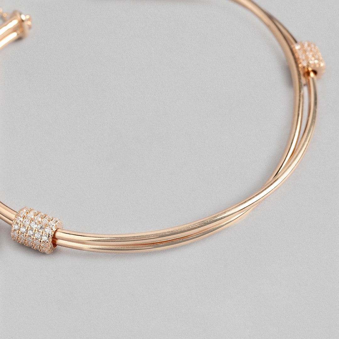 Rose Gold Radiance 925 Sterling Silver Bracelet with Cubic Zirconia