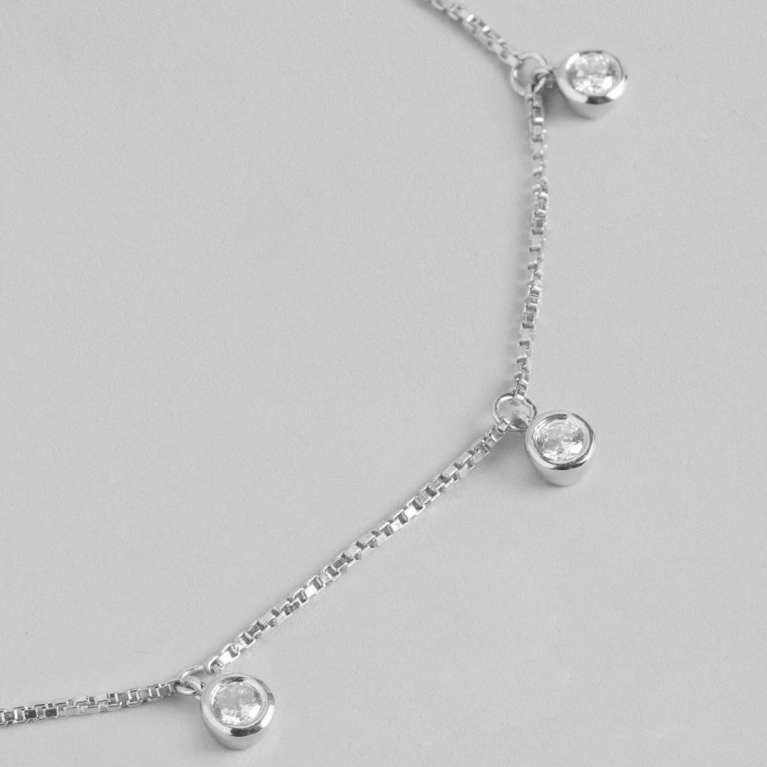 Moonlit Glamour CZ Drop Rhodium Plated 925 Sterling Silver Bracelet