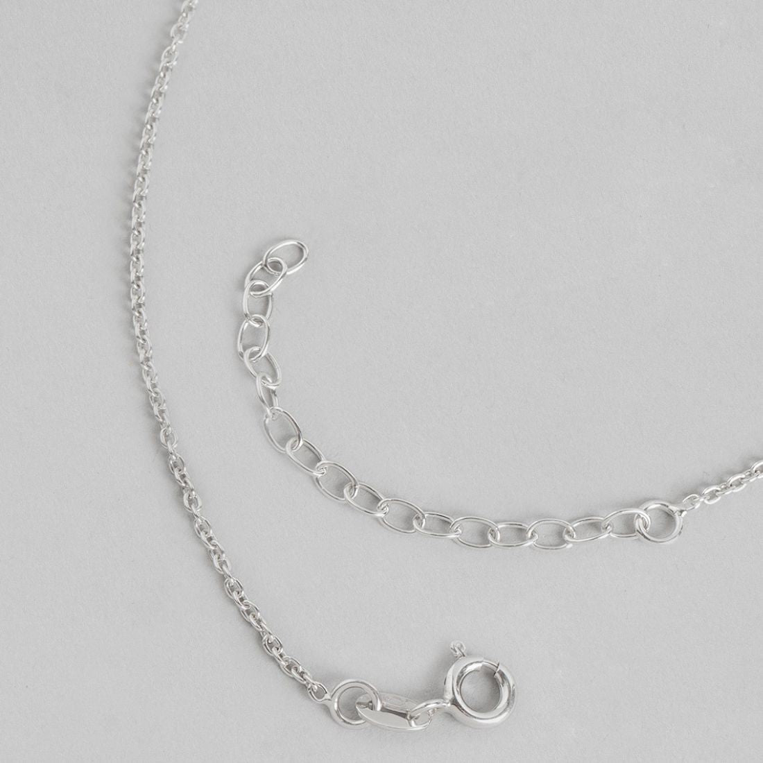Round Drop Rhodium Plated 925 Sterling Silver Necklace