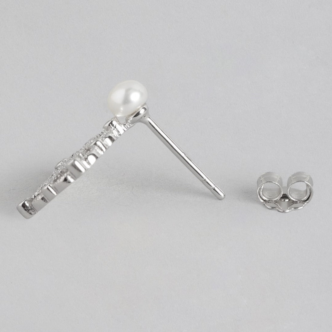 Pearl Square Radiance Rhodium-Plated 925 Sterling Silver Earrings