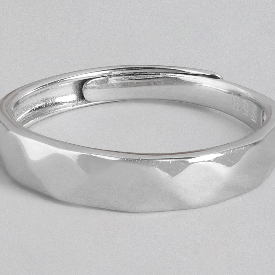 Timeless Simplicity Rhodium-Plated 925 Sterling Silver Men's Band Ring