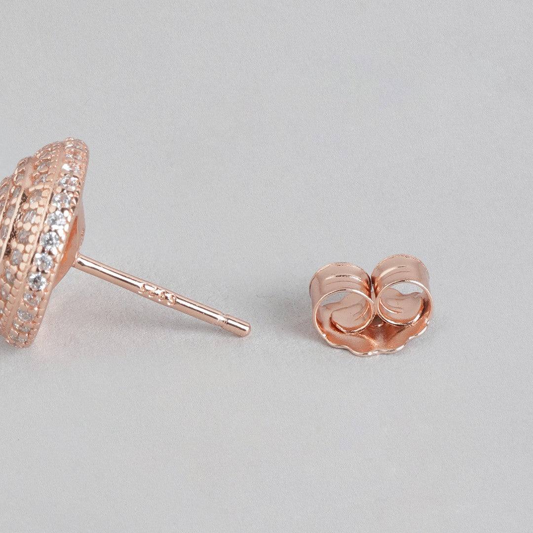 Circle of Brilliance Rose Gold-Plated CZ 925 Sterling Silver Earrings