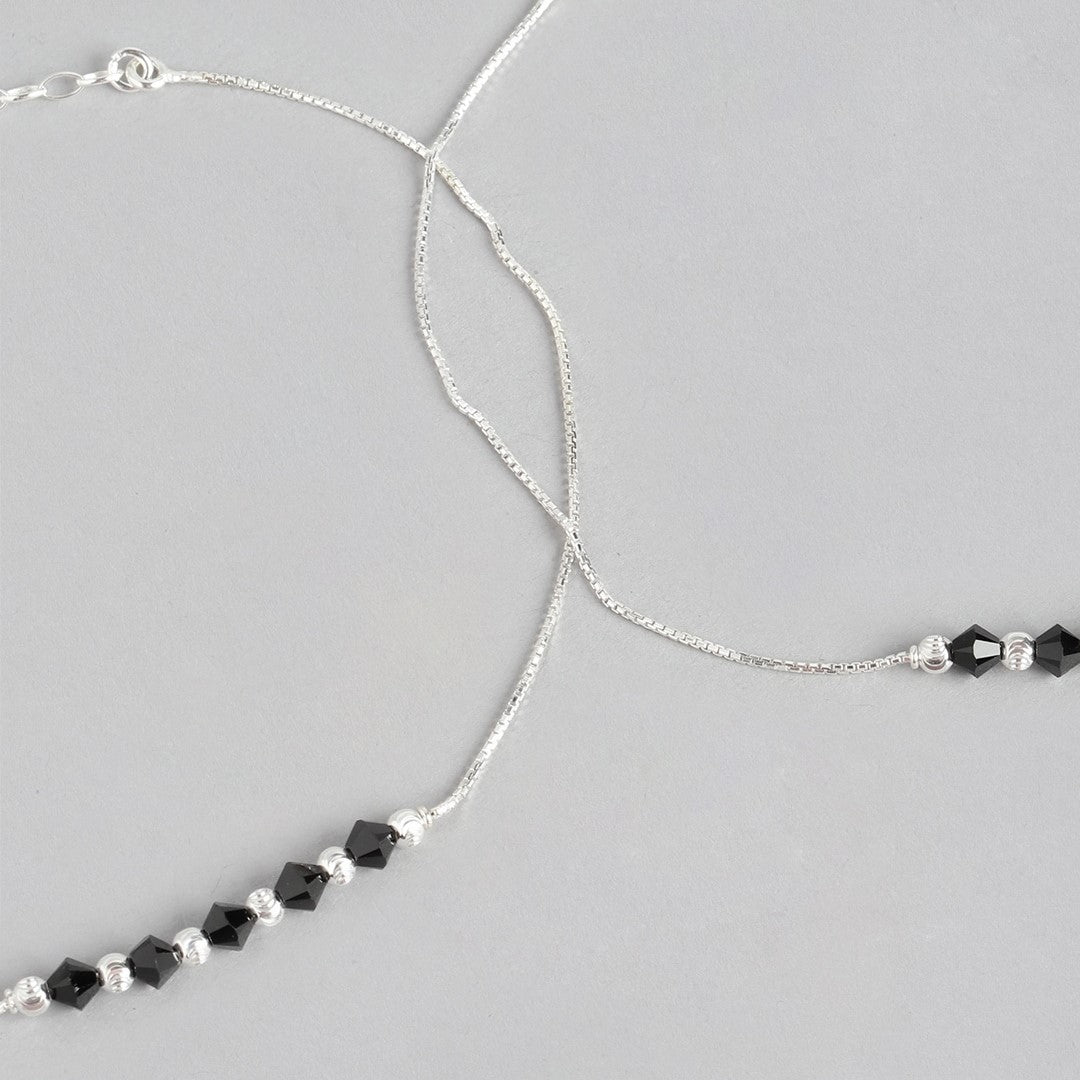 Graceful Whispers Rhodium-Plated 925 Sterling Silver Anklet