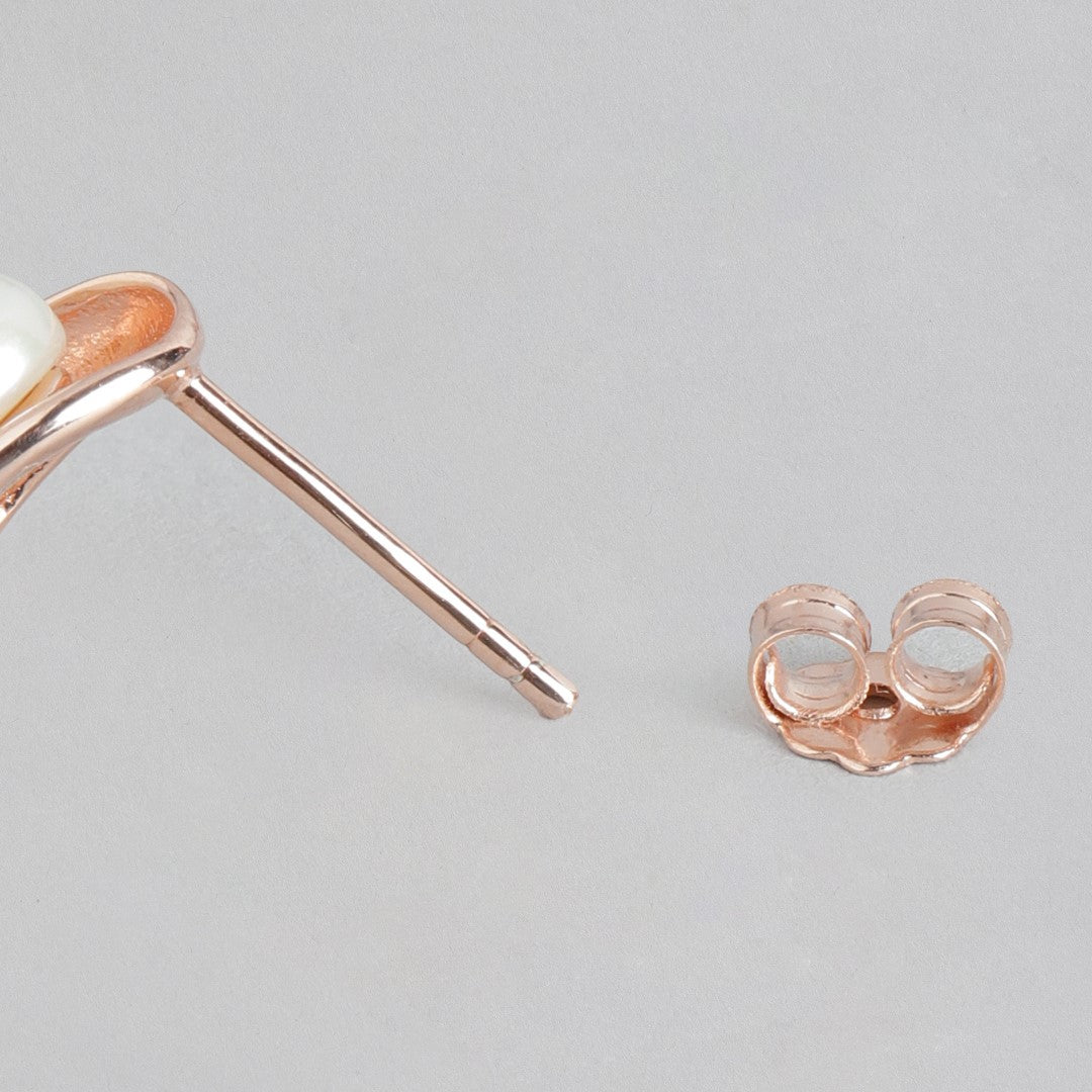 Golden Pearl Radiance Freshwater Pearl Rose Gold-Plated 925 Sterling Silver Earrings