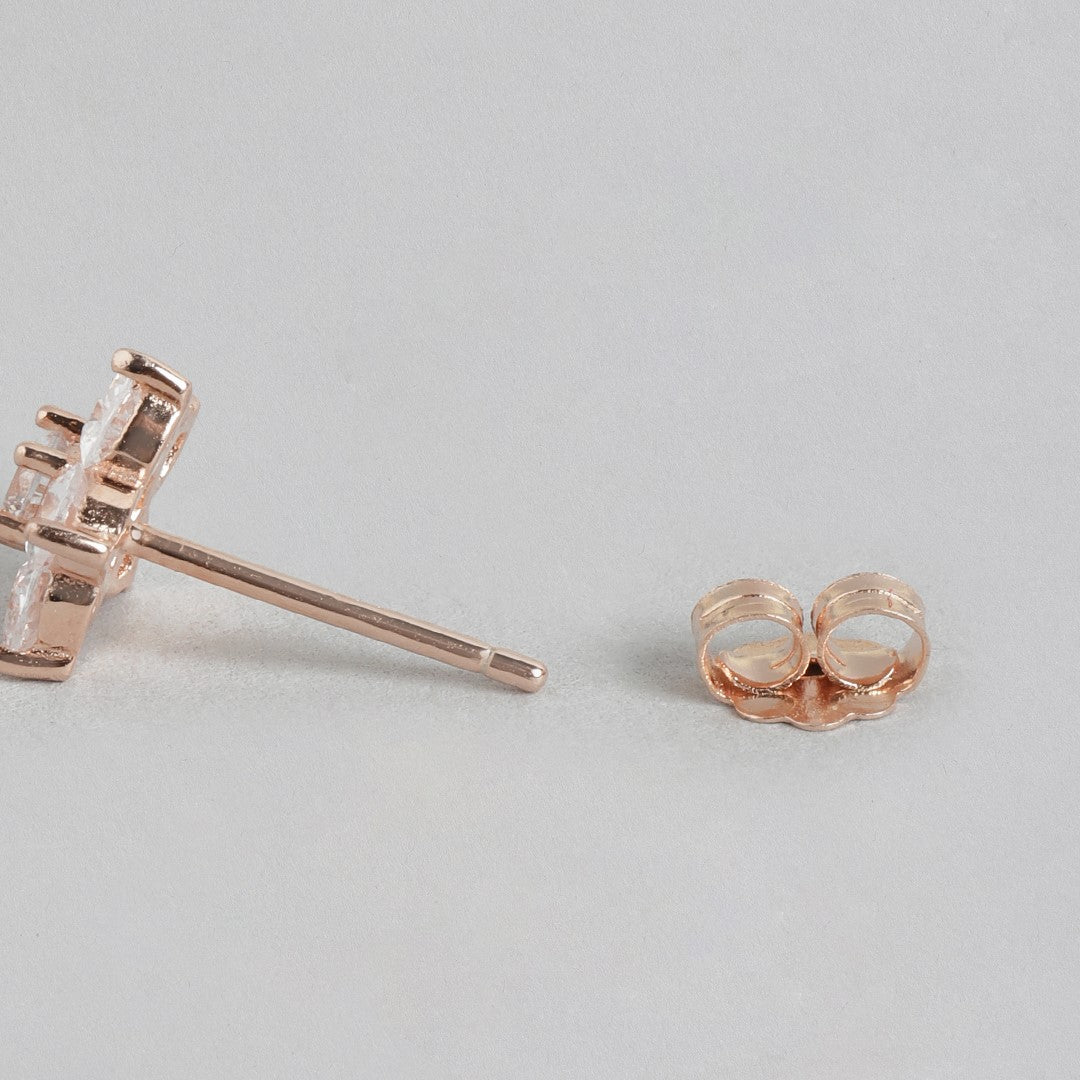 Stardust Sparkle 925 Sterling Silver Earrings with Rose Gold Plating