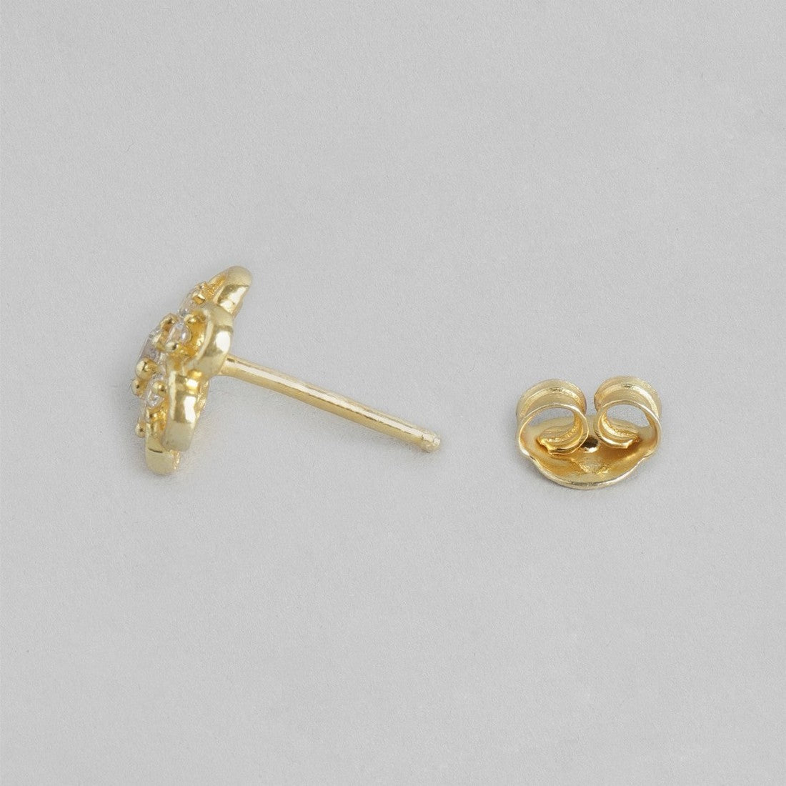 Floral CZ Studded Gold Plated 925 Sterling Silver Studs