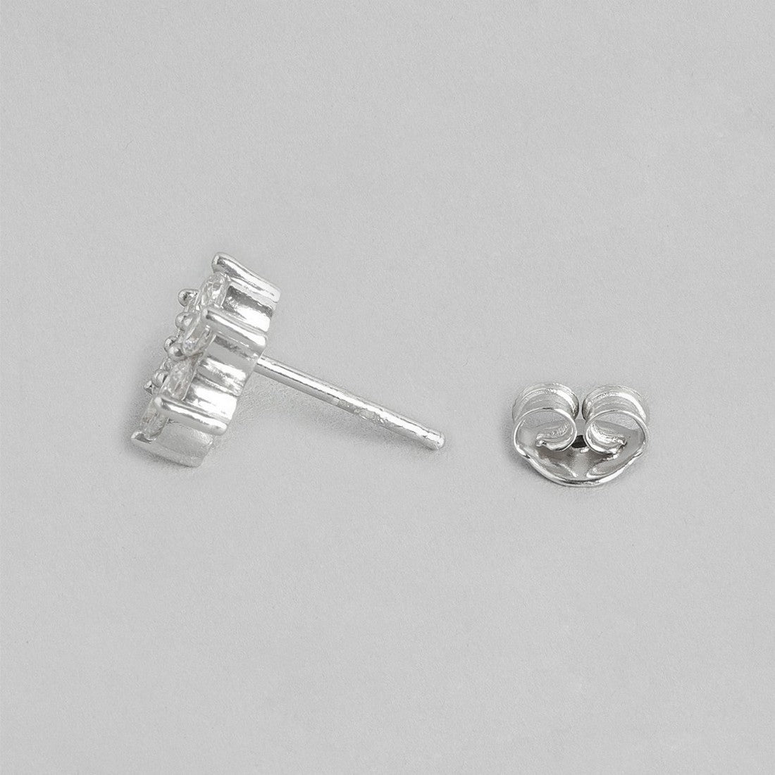 CZ Studded Star Rhodium Plated 925 Sterling Silver Studs