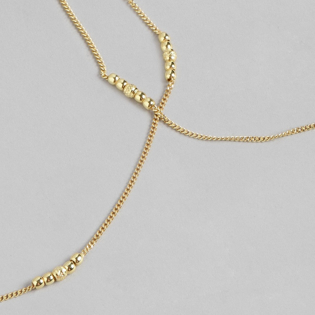 Beaded Gold-Plated 925 Sterling Silver Chained Anklet