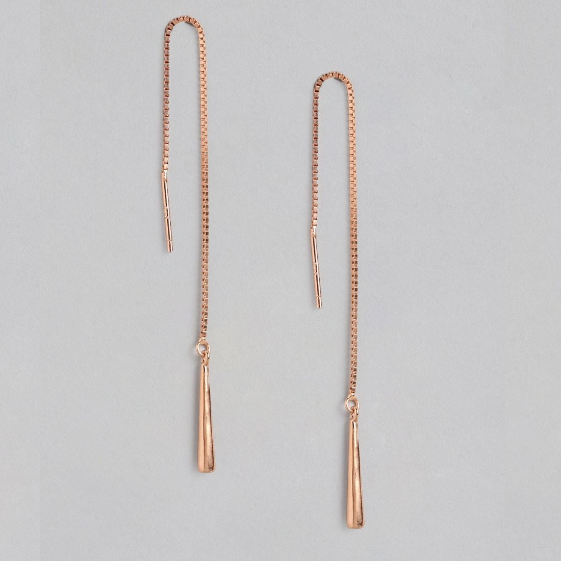 Sui Dhaga 925 Silver Earrings in Rose Gold