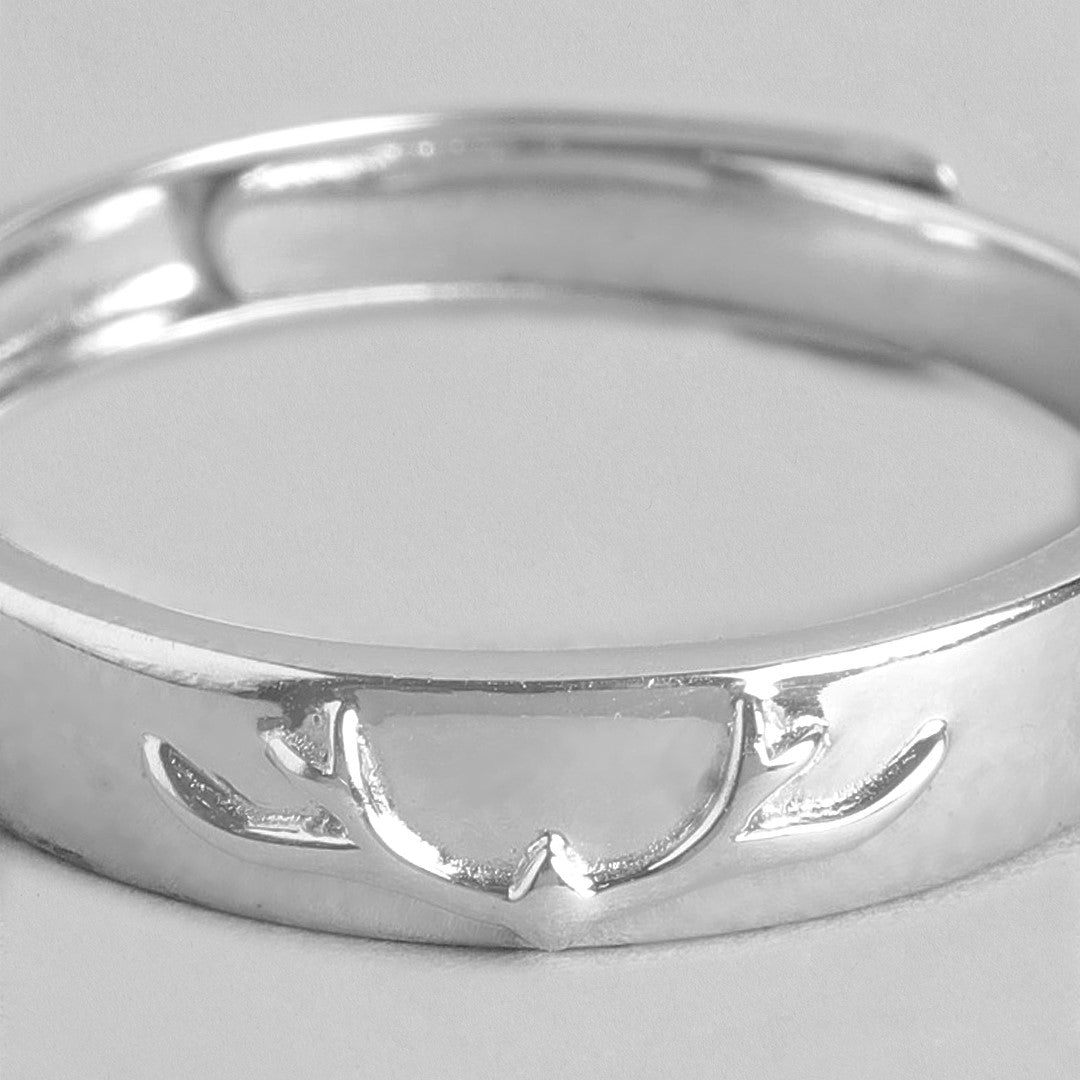 Enchanting Forest Deer Pattern Adjustable 925 Sterling Silver Ring for Him