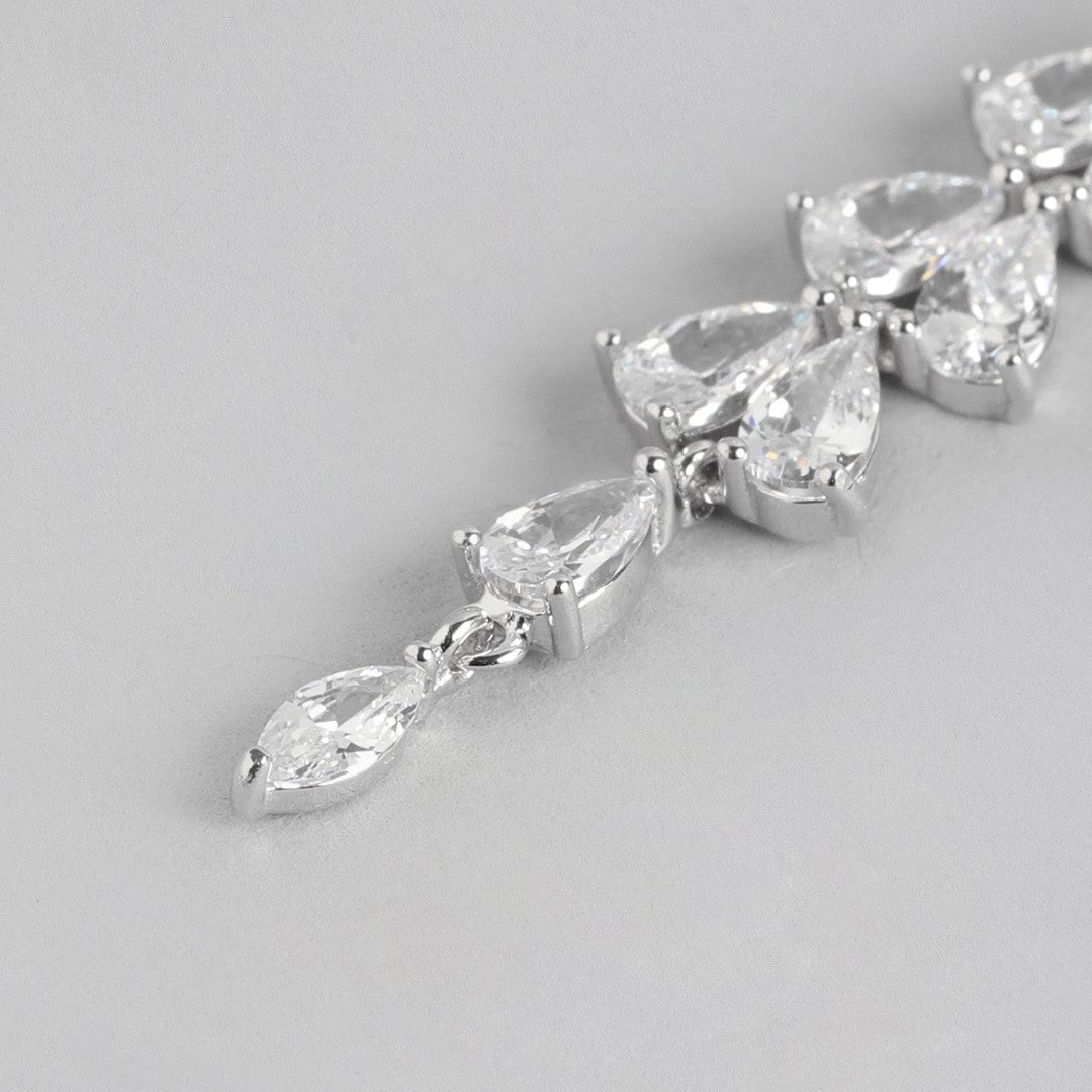 Dazzling Droplets Rhodium-Plated 925 Sterling Silver Drop Earrings