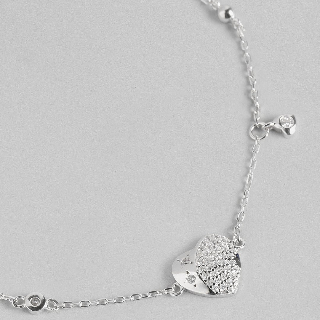 Catchy Heart design 925 Silver Bracelet