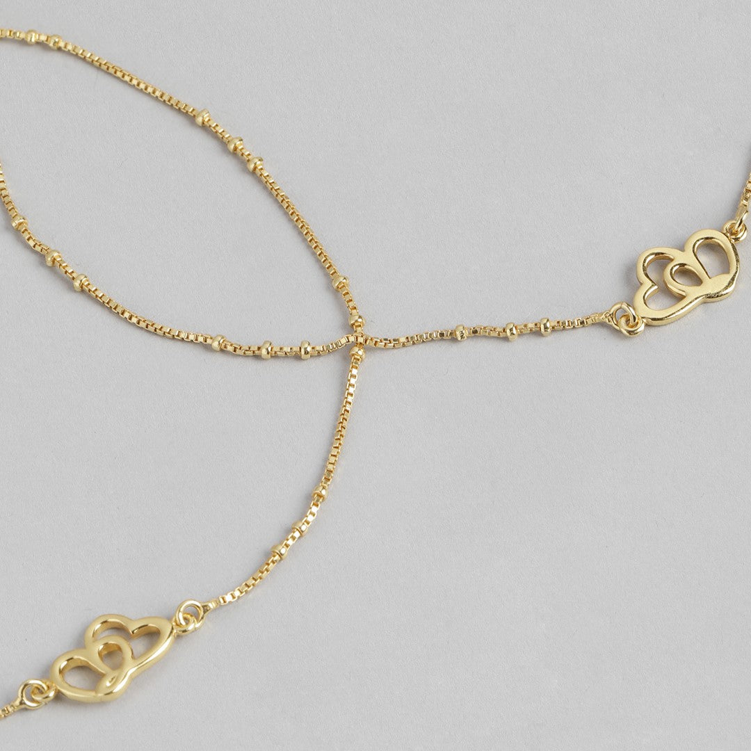 Hearts in Harmony Gold-Plated 925 Sterling Silver Dual Hearts Anklet