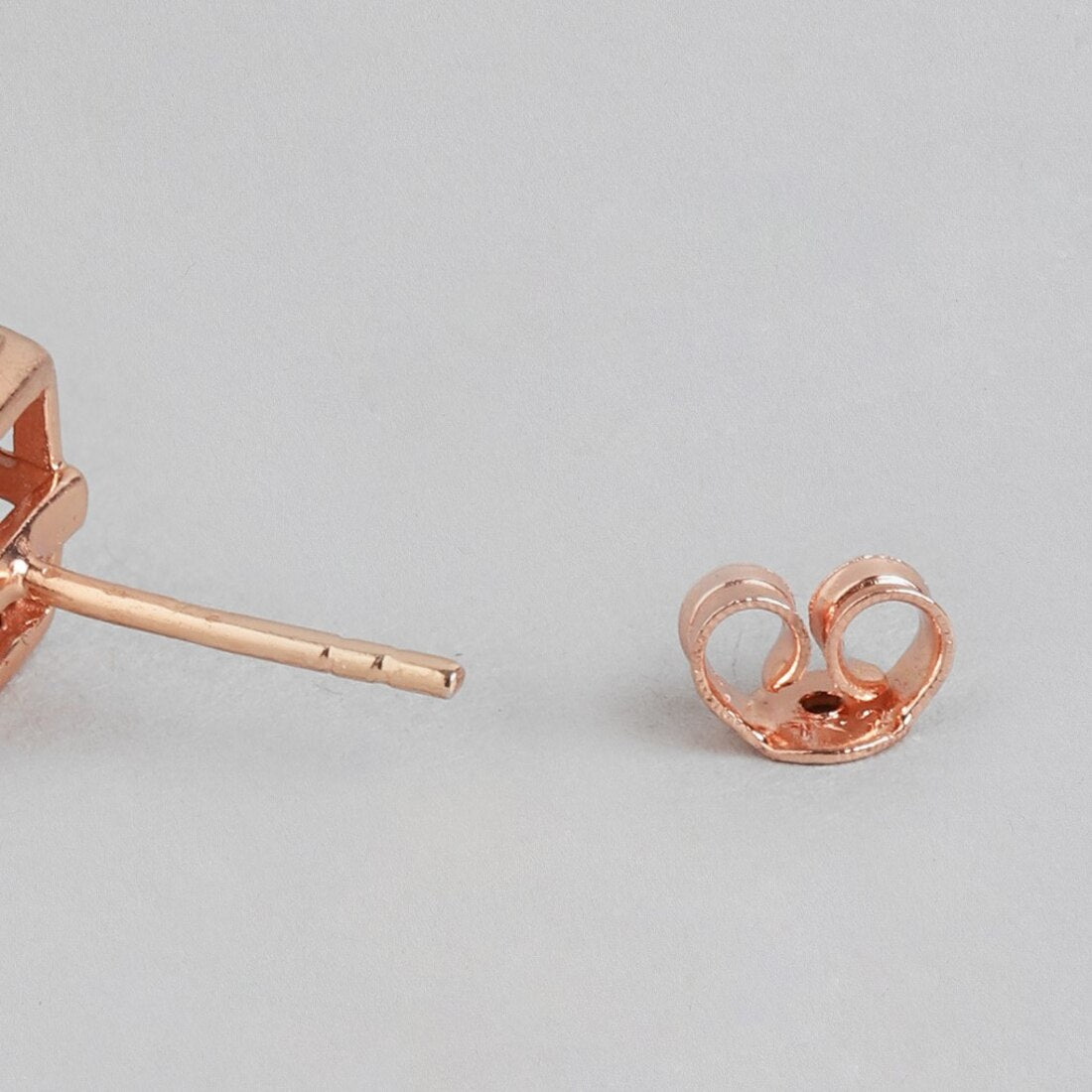 Rose Gold Sparkle 925 Sterling Silver CZ Stud Square Earrings