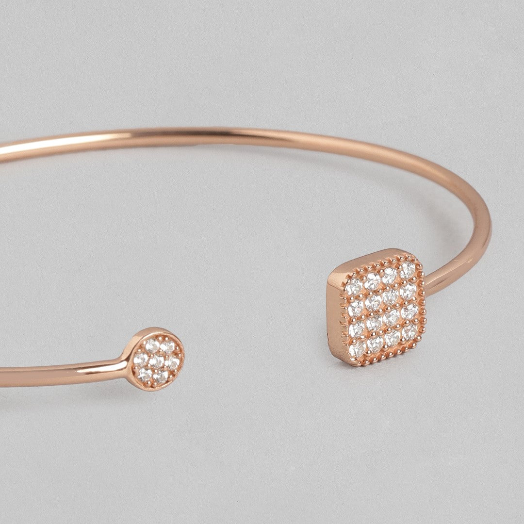 Rose Gold Radiance: Sterling Silver Bracelet with Cubic Zirconia