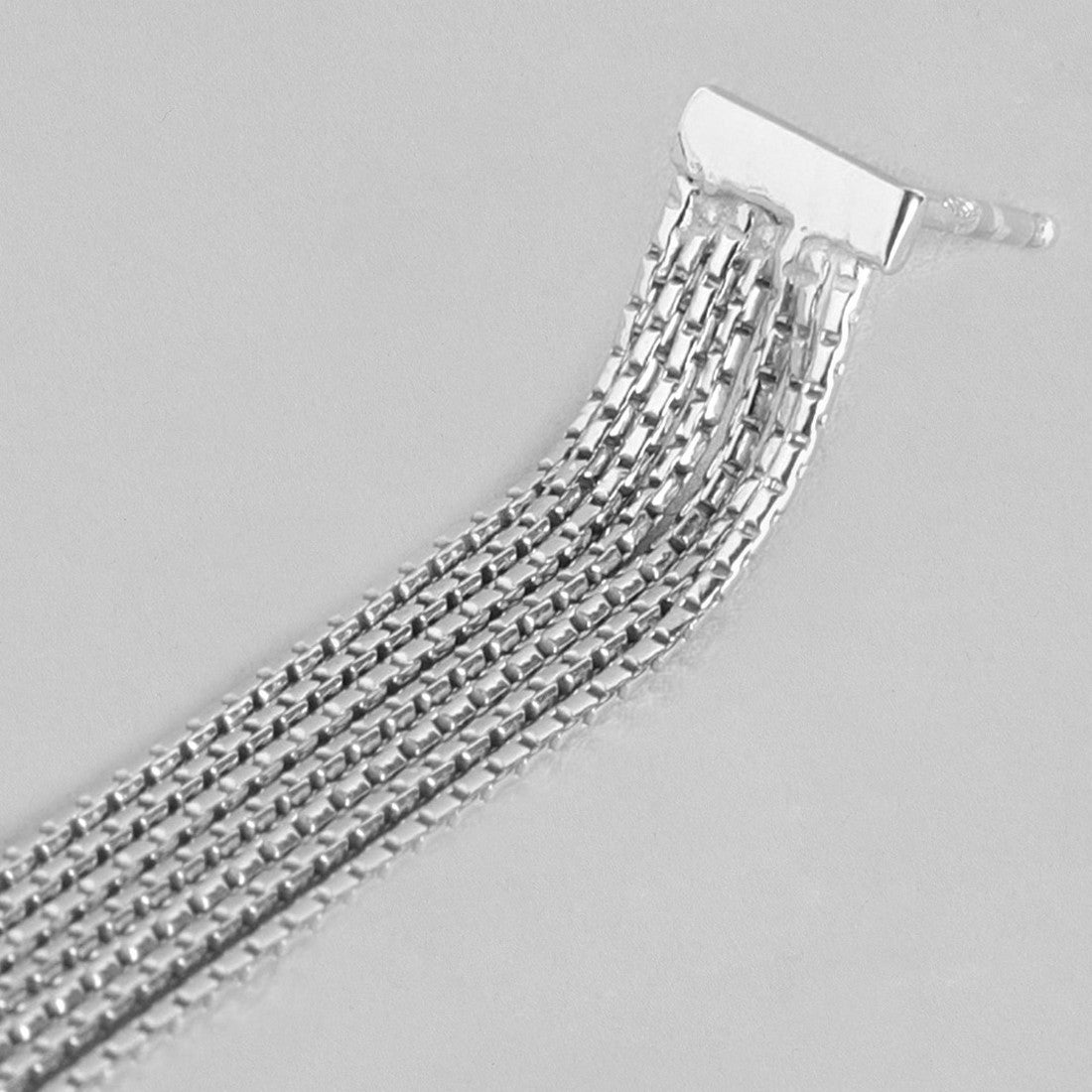 Tassle-Chain Rhodium Plated Sterling Silver Earrings