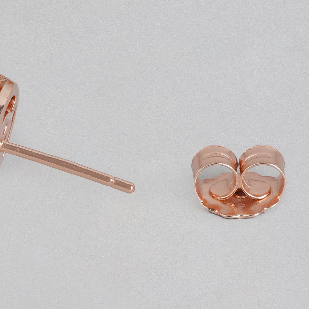 Radiant Orb Rose Gold-Plated CZ 925 Sterling Silver Earrings