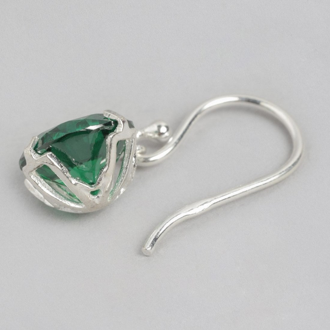 Emerald Radiance Rhodium Plated 925 Sterling Silver Circle Earrings