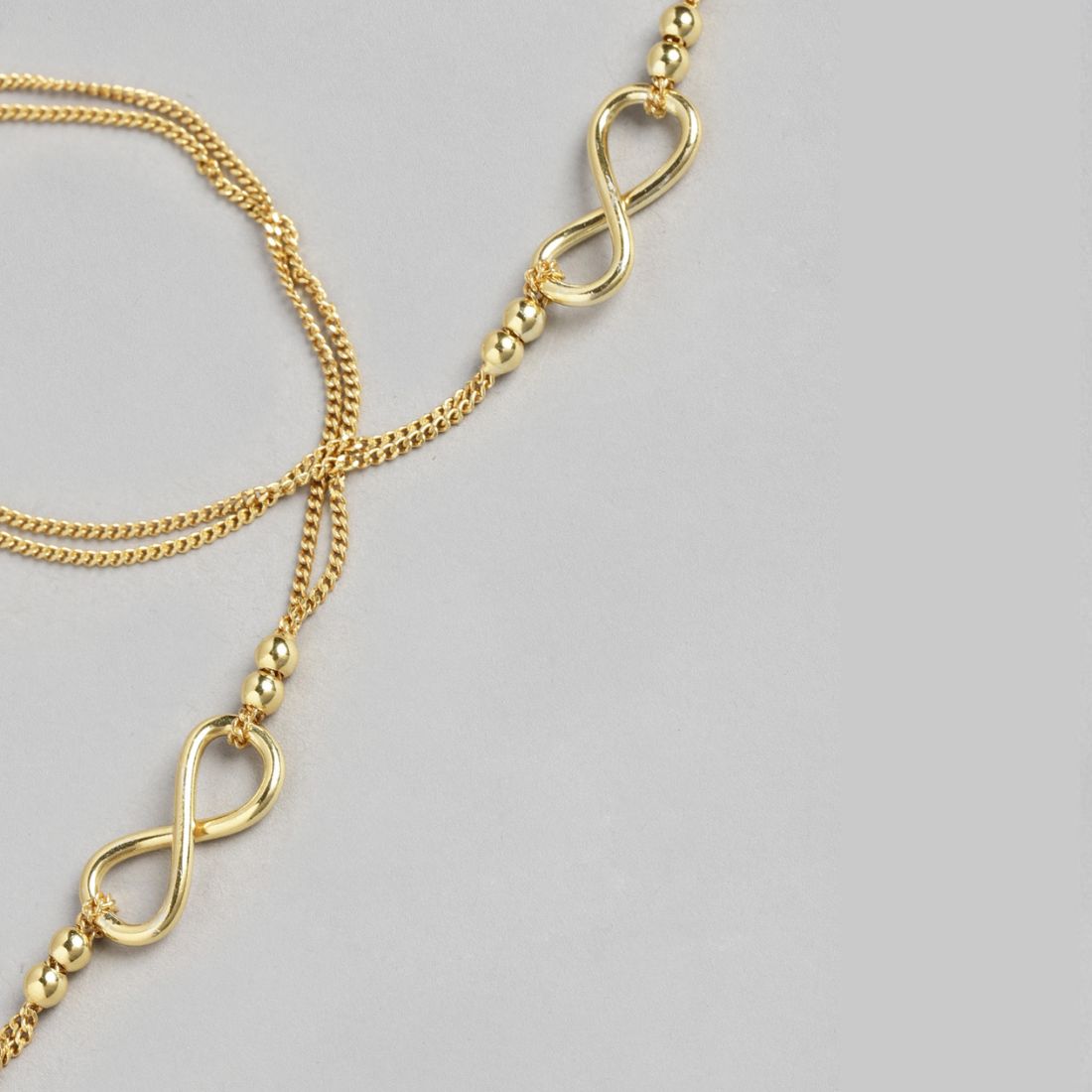 Gilded Infinity Duo 925 Sterling Silver Gold-Plated Chain Anklet