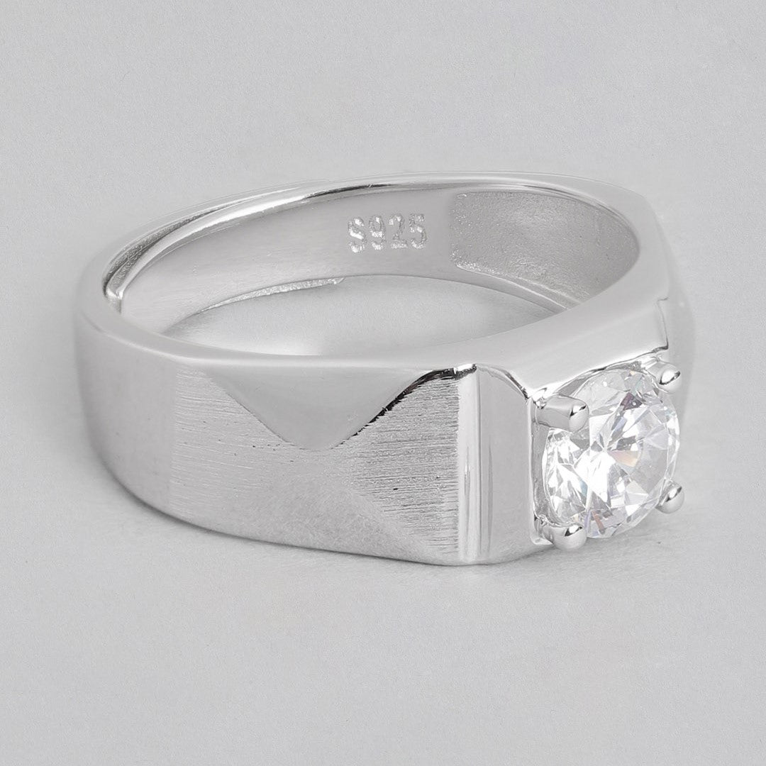 Everlasting Promise Rhodium-Plated 925 Sterling Silver Couple Ring (Adjustable)