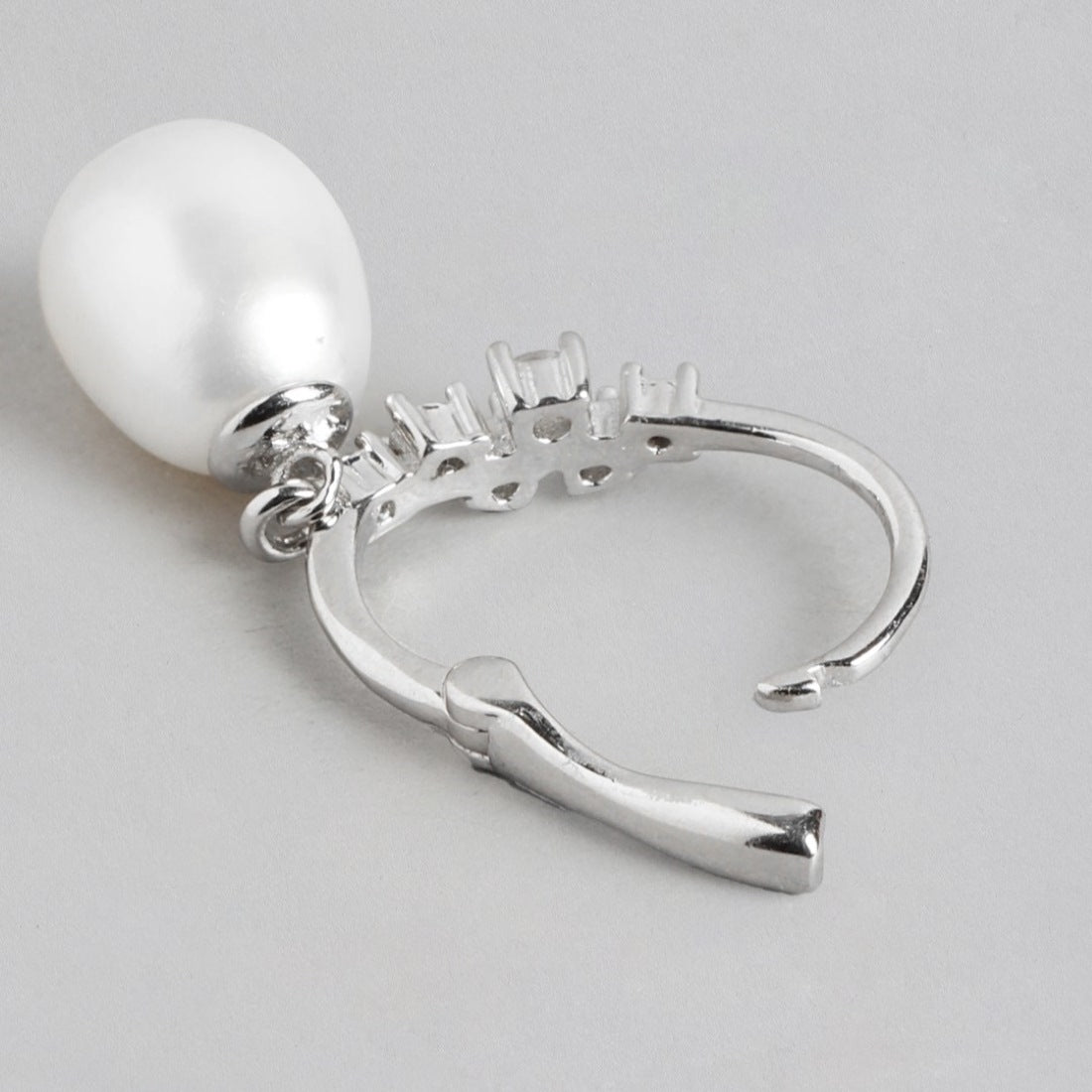 Pearl Radiance Hoops Rhodium-Plated 925 Sterling Silver Earrings