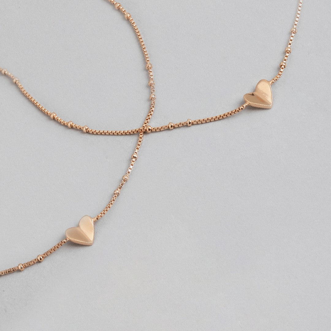 Enchanted Heartbeat Rose Gold-Plated 925 Sterling Silver Chain Anklet