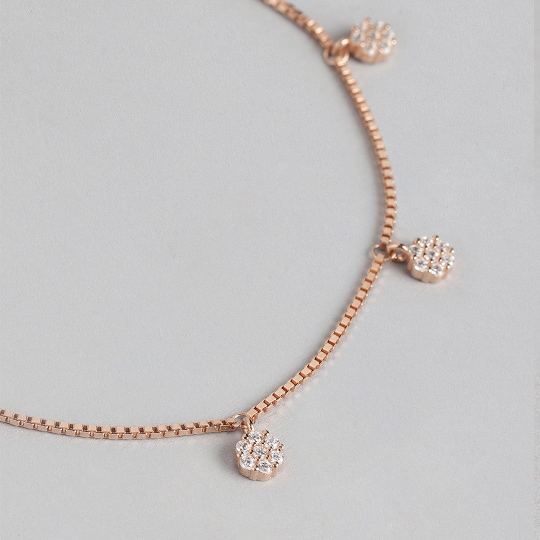 Radiant Rose 925 Sterling Silver Rose Gold-Plated Bracelet with Cubic Zirconia