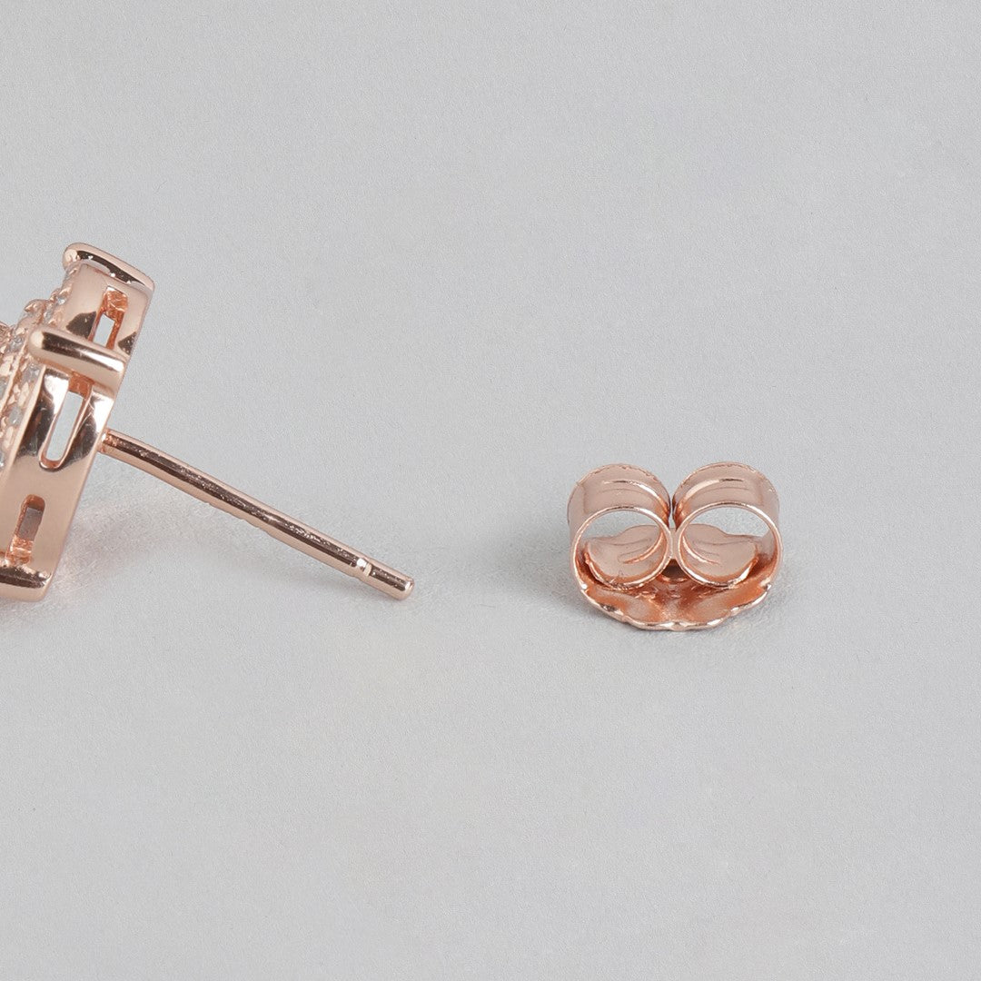 Circular Radiance Rose Gold-Plated 925 Sterling Silver Earrings
