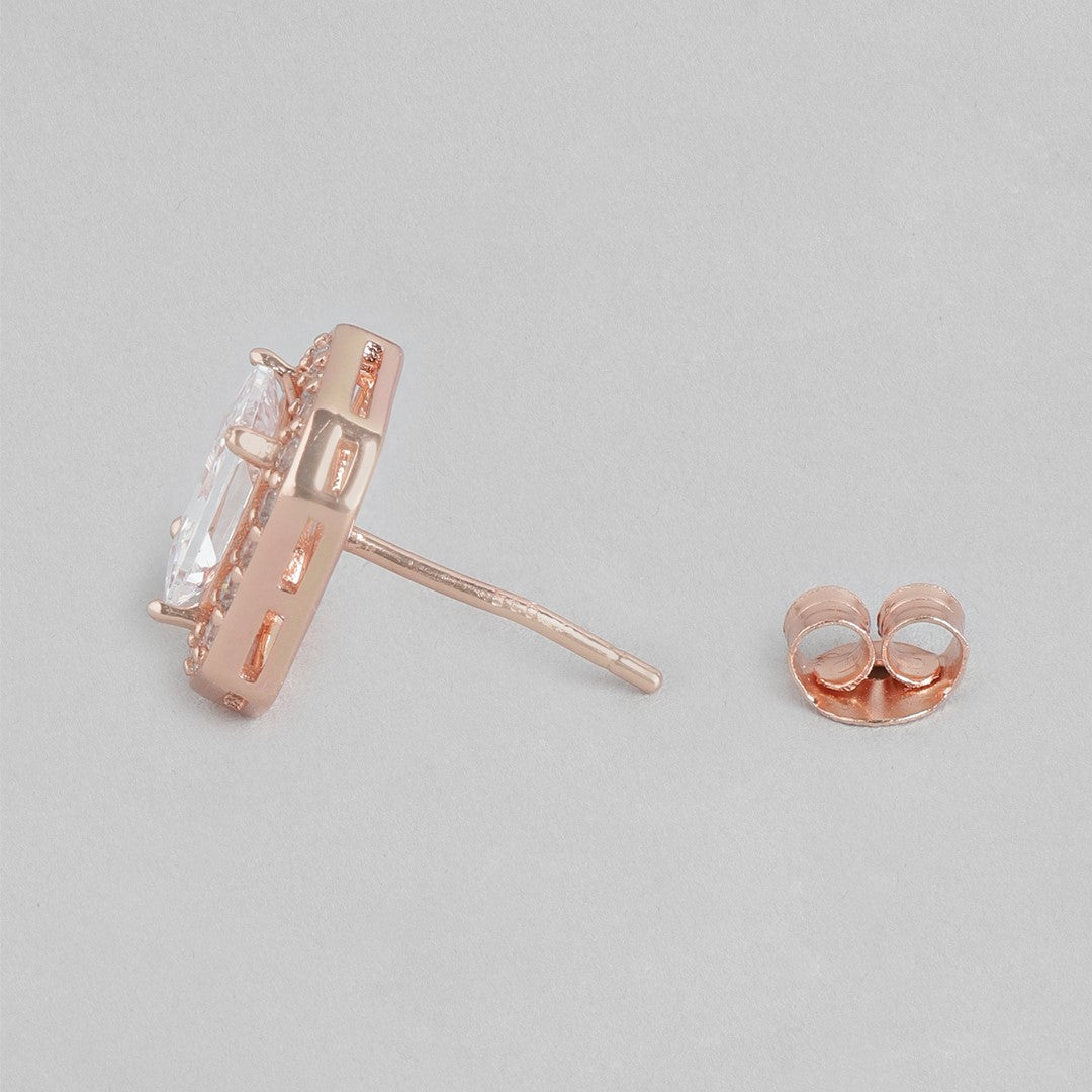 Radiant Rose Gold Sparkle Cubic Zirconia 925 Sterling Silver Earrings