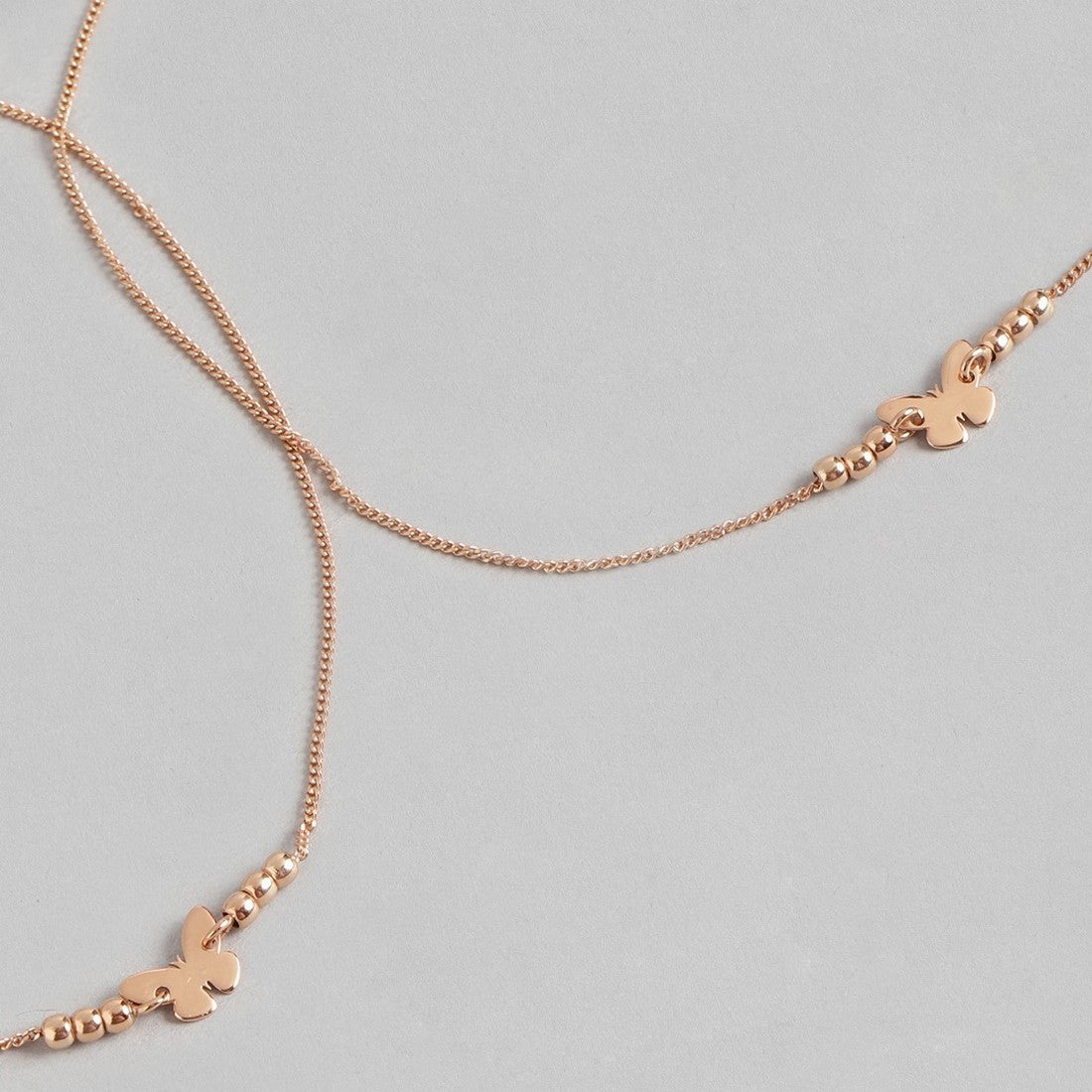Beaded Butterfly Rose Gold 925 Sterling Silver Chained Anklet