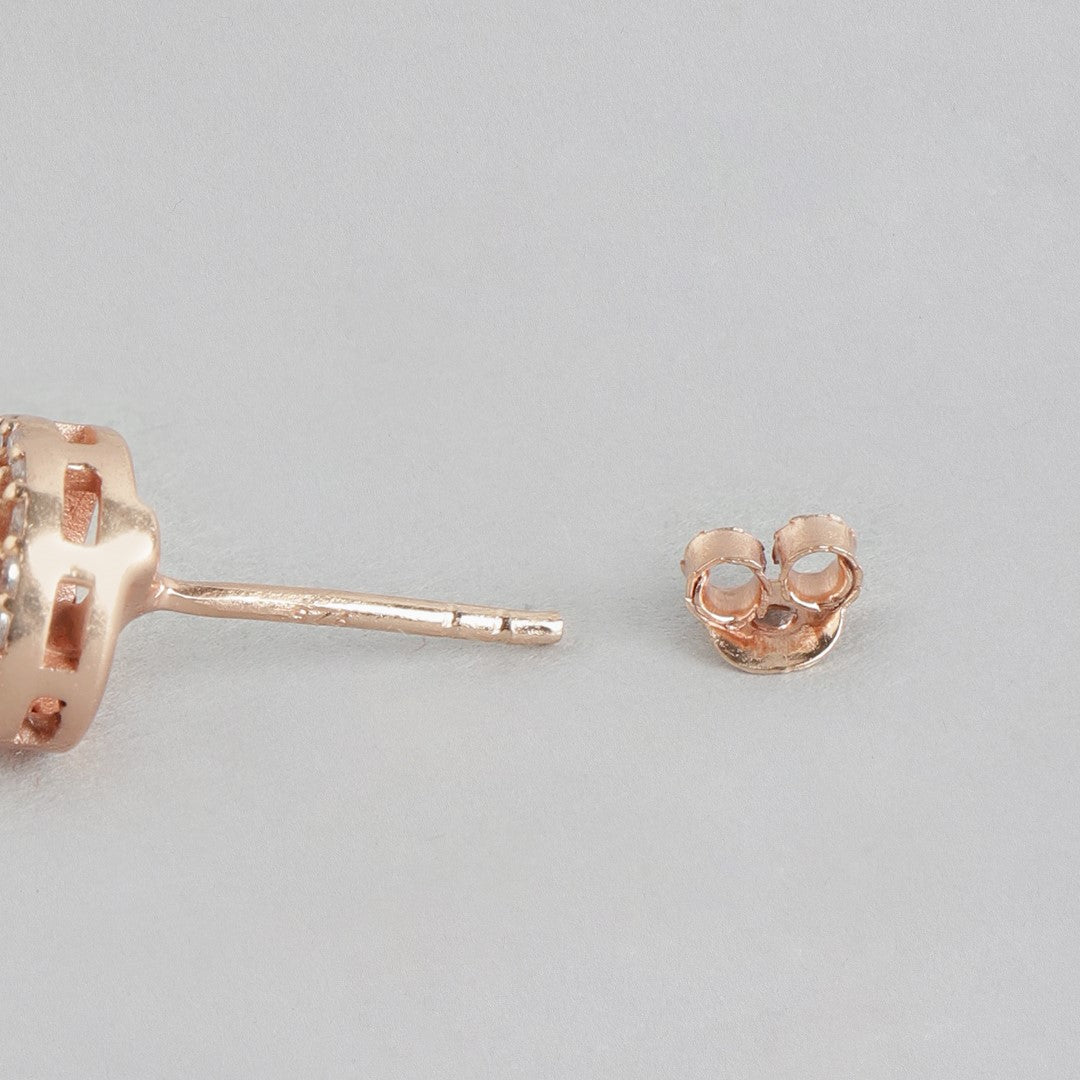 Radiant Blossoms Rose Gold Plated 925 Sterling Silver Earrings with Cubic Zirconia