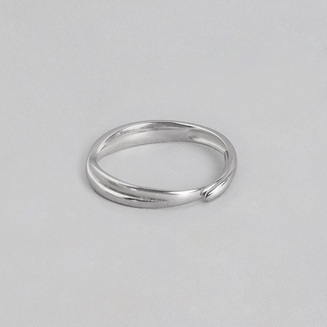 Crossover Rhodium Plated 925 Sterling Silver Ring For Him (Adjustable)