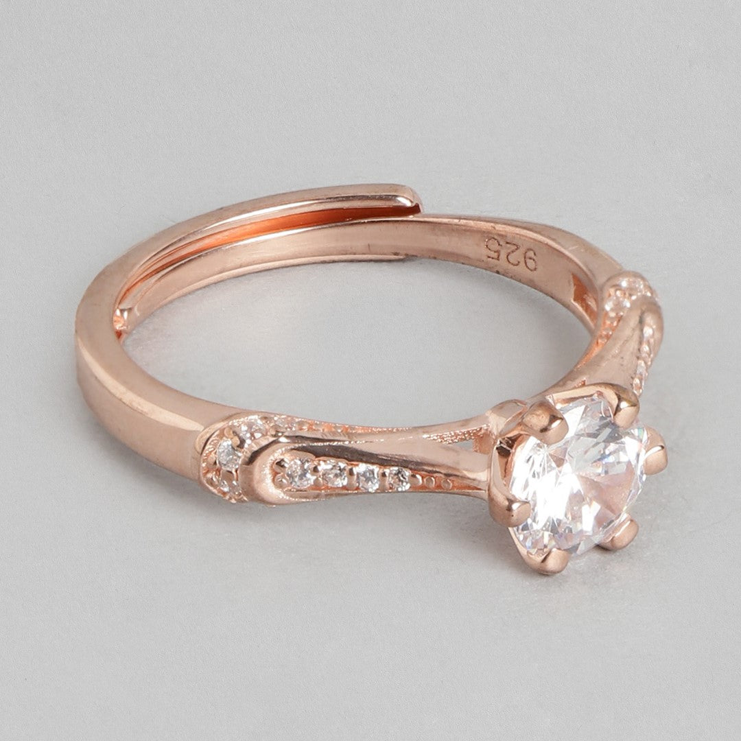 Rose Gold Radiance Cubic Zirconia Studded 925 Sterling Silver Ring