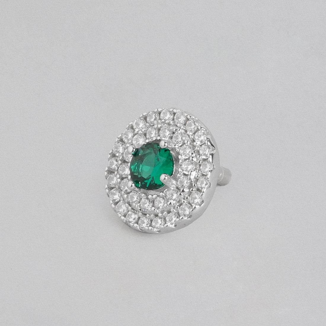 Emerald Elegance Rhodium-Plated CZ 925 Sterling Silver Jewelry Set