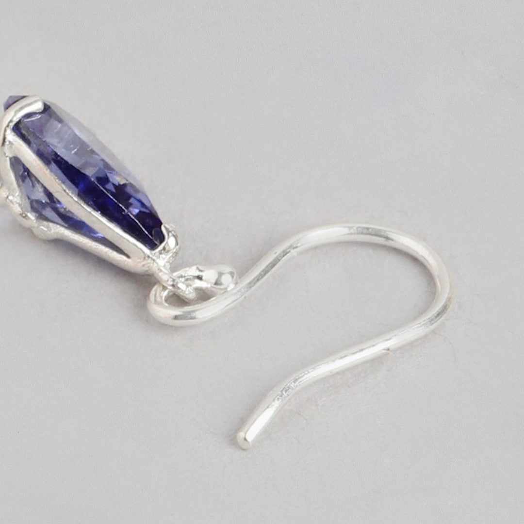 Ocean Drop Rhodium Plated 925 Sterling Silver Dangle Earrings