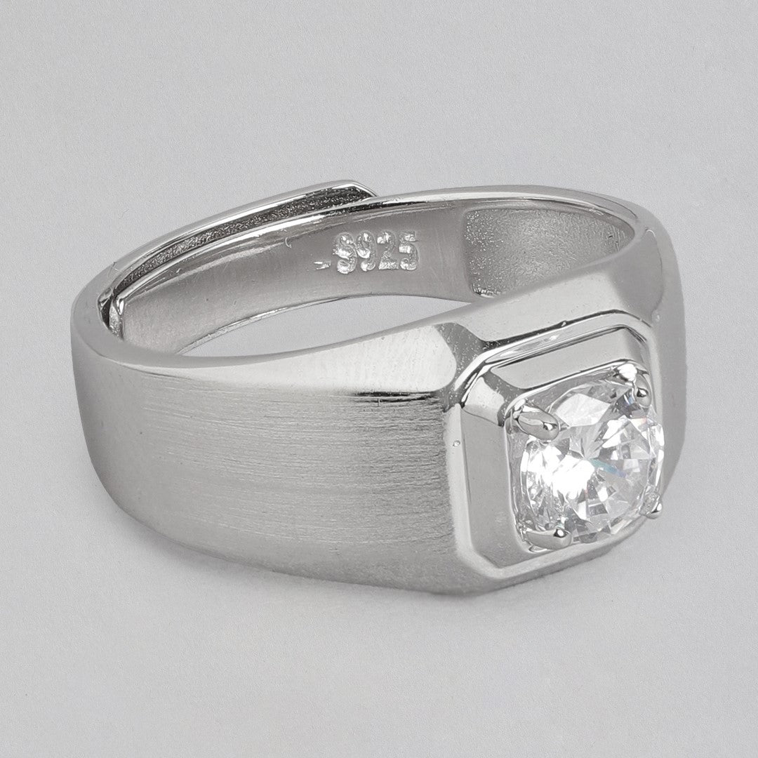 Everlasting Union Solitaire Rhodium-Plated 925 Sterling Silver Couple Ring