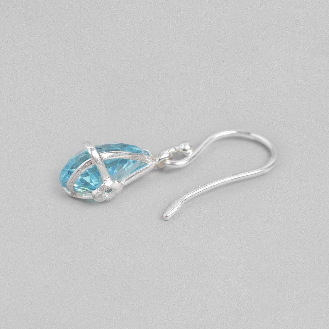 Sapphire Serenade Rhodium-Plated Blue CZ 925 Sterling Silver Drop Earrings