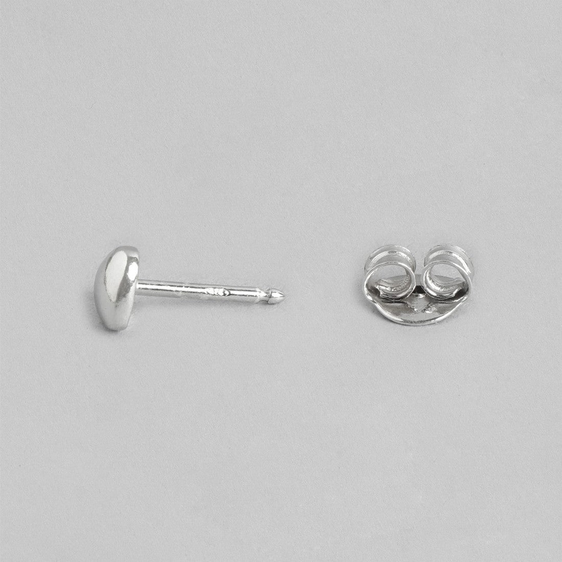 Minimal Rhodium Plated Heart 925 Sterling Silver Stud Earring