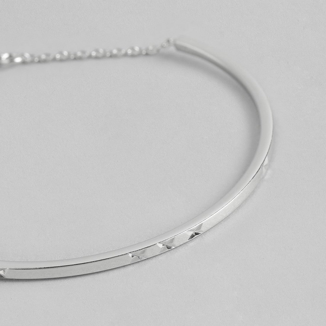 Minimal Rhodium Plated 925 Sterling Silver Bracelet
