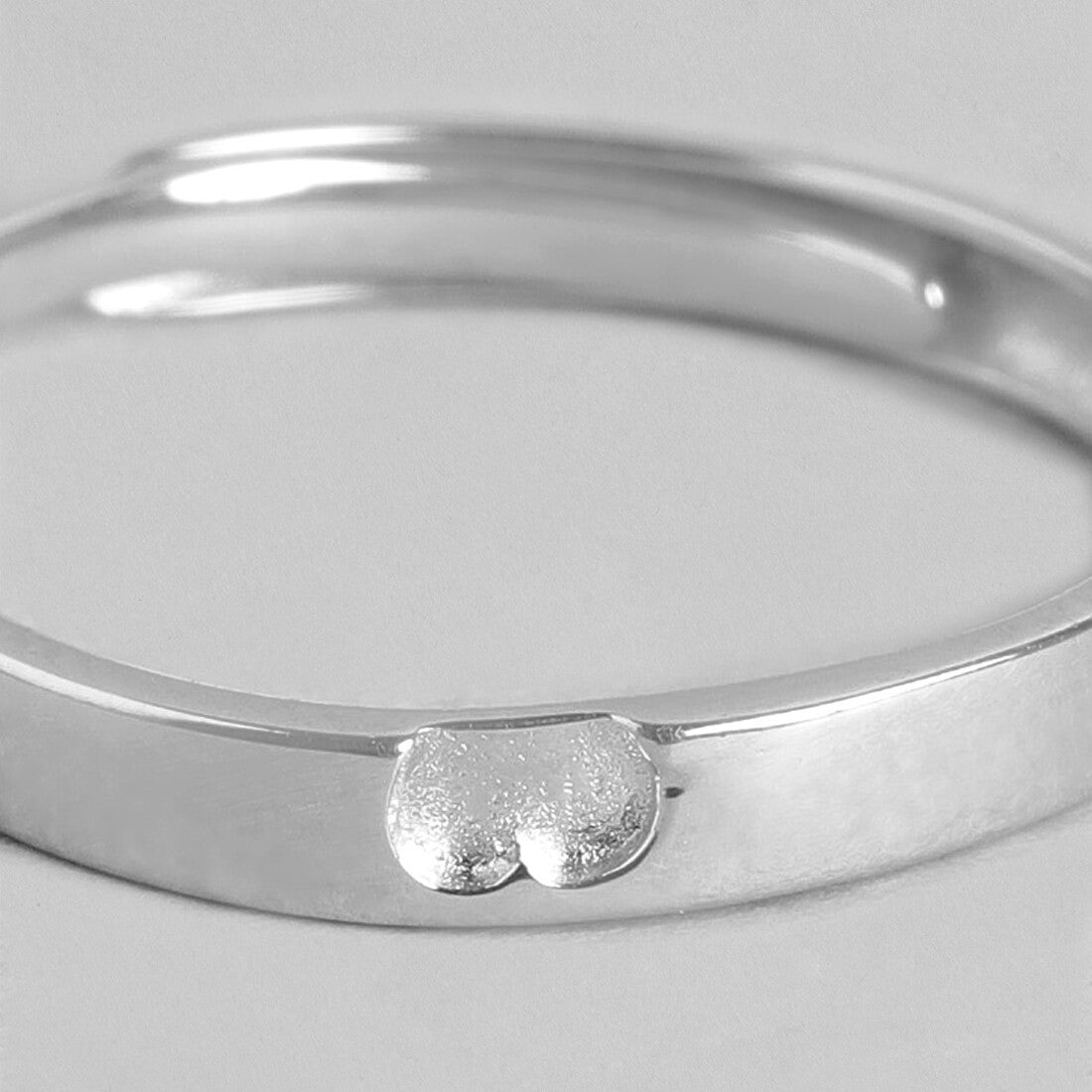 Heart's Desire 925 Sterling Silver Heart Pattern Ring for Him (Adjustable)