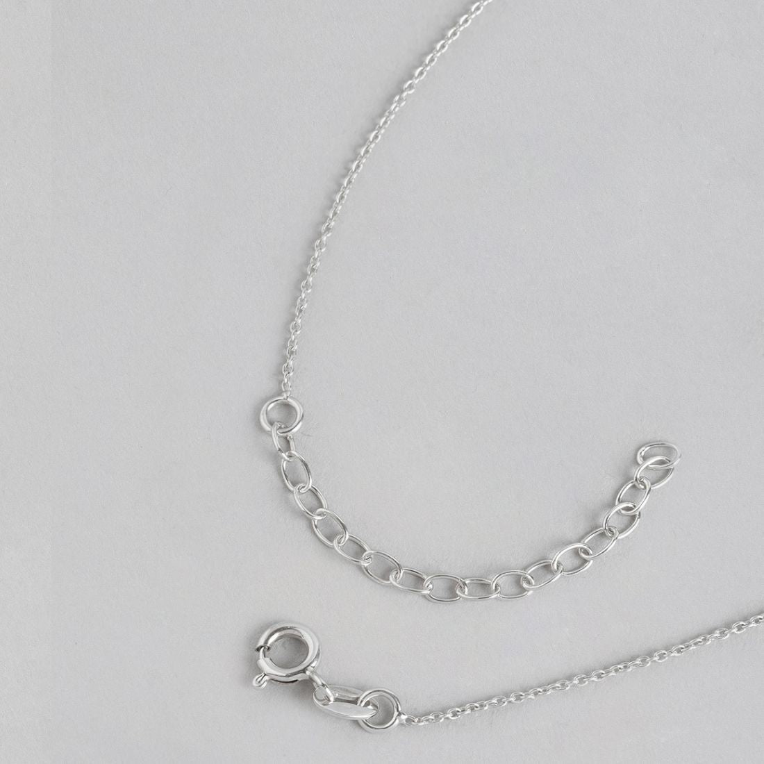 Blue Solitaire Rhodium Plated 925 Sterling Silver Link Chain Necklace