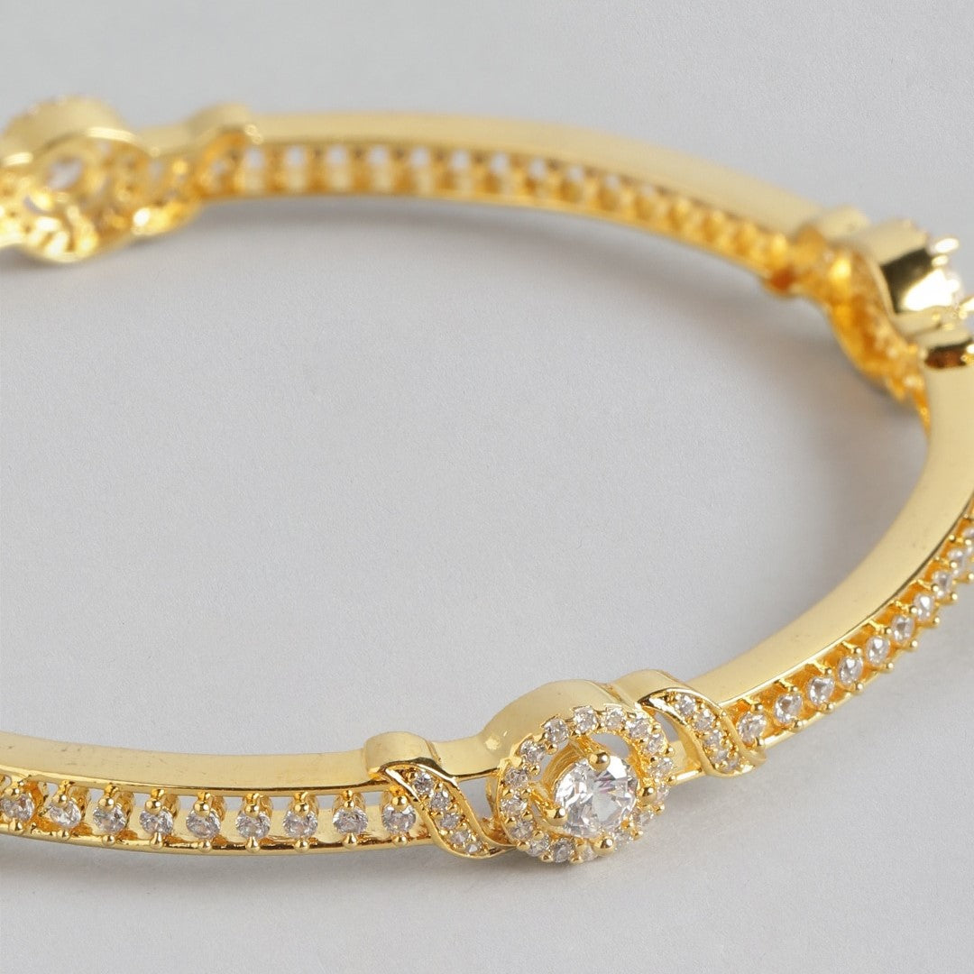 Golden Glamour Sparkling Gold-Plated Bangle in 925 Sterling Silver