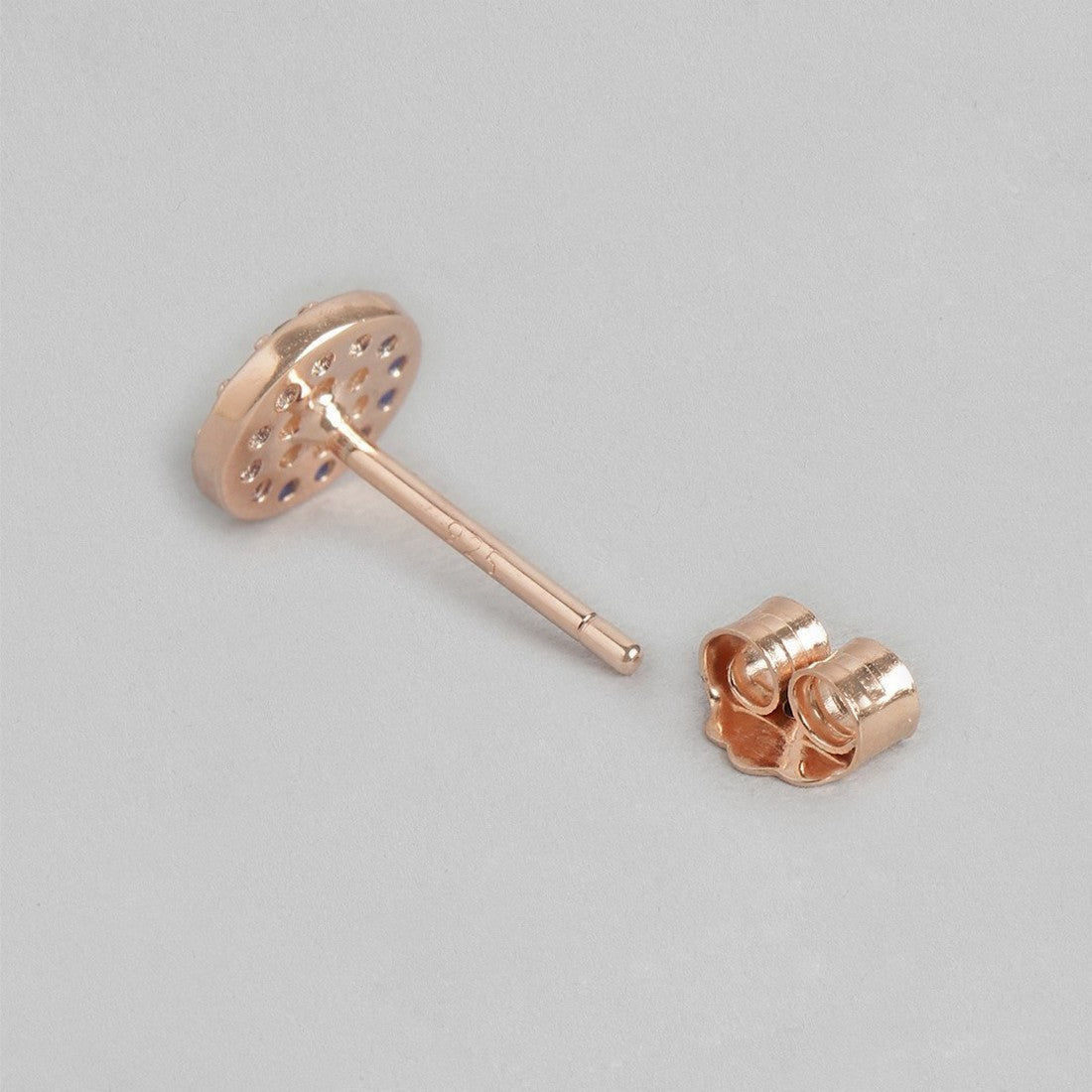 Circular CZ Studded Rose Gold Plated 925 Sterling Silver Earrings