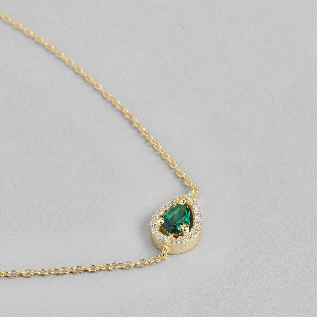 Gilded Emerald Gleam 925 Sterling Silver Gold-Plated Bracelet