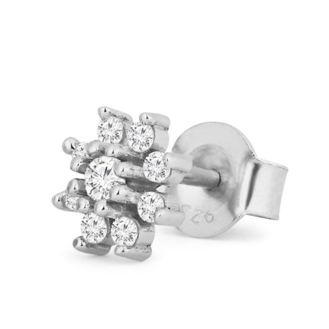 CZ Studded Floral Rose Gold 925 Sterling Silver Stud Earrings