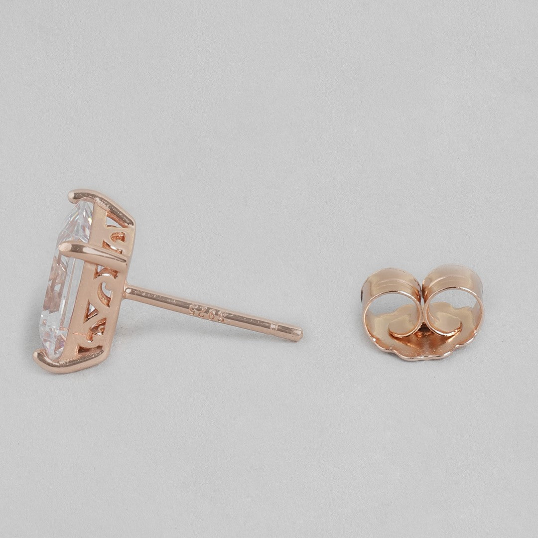 Rose Gold Radiance 925 Sterling Silver CZ Earrings