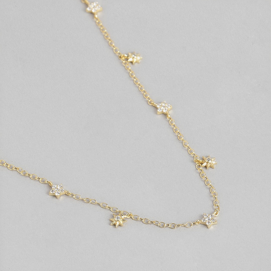 Starry Nights Gold Plated 925 Sterling Silver Necklace with CZ