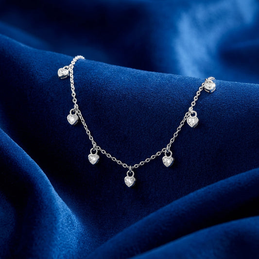 Heartfall Charm Rhodium Plated 925 Silver Necklace